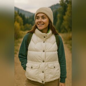 American Eagle Reversible Puffer Vest White/Green M Earth Girl VSCO Athleisure G